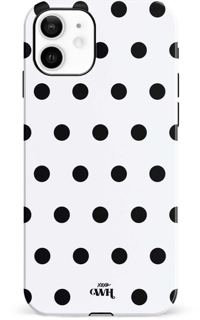 xoxo Wildhearts Polka Dots (Wit) - Double Layer - Hoesje geschikt voor iPhone 11 hoesje - Hard case met stippen patroon - Beschermhoes - shockproof case - Stippatroon - Wit / Zwart