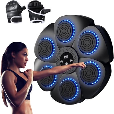 Boksmachine Muziek - Wandtrainer Boksen - Thuis Sporten - 9 Trainingsmodi - 40 cm Diameter - Zwart