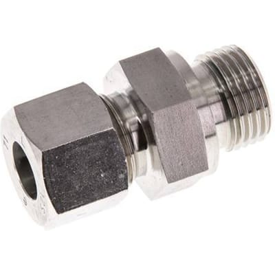 G 1/2'' Buitendraad x 12S RVS Rechte Snijring Koppeling met FKM Afdichting 630 Bar DIN 2353 - FL2S-MC-STFP-012G-12-S