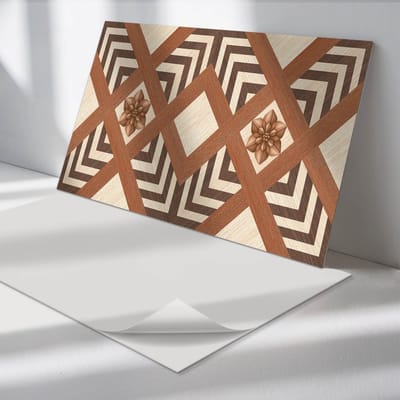 Wallfluent Vinyl Wandpaneel - Patroon met geometrische motieven Zelfklevend Muurpaneel - 100 cm x 50 cm - Bruin Vinyl Wandpaneel - 1 stuk - Rechthoekig Wandbekleding Vinyl - Texturen Wandpaneel - Vinyl Wandbekleding - Wandpaneel Keuken en Badkamer