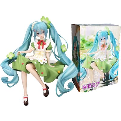 Hatsune Miku Bloemenfee Hatsune Figuur MIKU Geluksklaver Fee Model Anime Mooi Meisje Tafelornament Cadeau