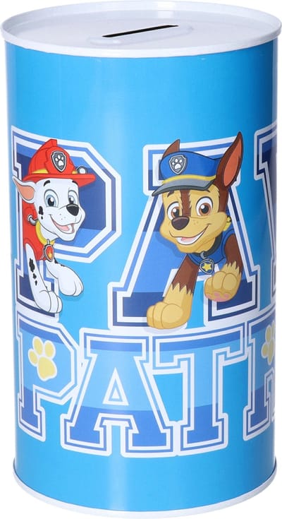 Spaarpot blik van Paw Patrol - voor kinderen - 10 x 17 cm - metaal - kleurenmix - cadeau