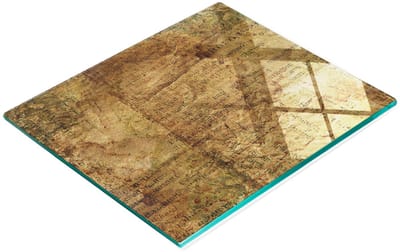 Multifunctionele decoratieve glazen keukenplank met vintage papierlook, 60x52 cm