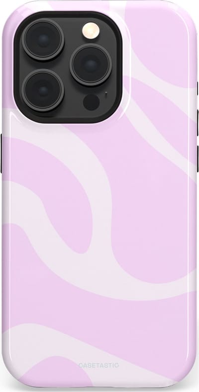 Casetastic hoesje geschikt voor Apple iPhone 15 Pro - MagSafe - Dubbellaagse bescherming - Vrolijk Roze Suikerspin Curves - Fashion Case - Lichtroze Wit