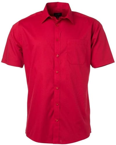 Daiber Herenshort Poplin Shirt met korte mouwen (Rood)