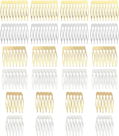 24 Stuks Metalen Haaraccessoires voor Vrouwen - Kammetjes met Tanden voor Bruidskapsels en Buns in Zilver en Goud
