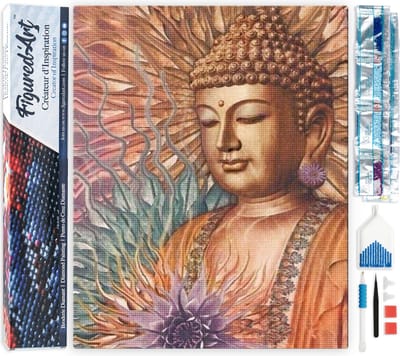Figured'Art Diamond Painting set Volwassenen 40x50 cm Boeddha - 5D DIY Art full drill vierkante diamant - Opgerold canvas
