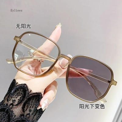 Lunettes de soleil photochromiques à changement de couleur intelligentes pour femmes Tendance Lunettes pour myopes Finition mode Lunettes de myopie -2.5 gray