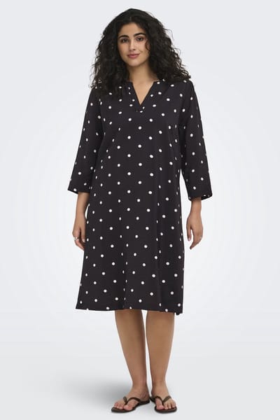 ONLY CARMAKOMA - CARCARRIE DOT 3/4 BLK DRESS AOP - Meisjes - Mini jurken