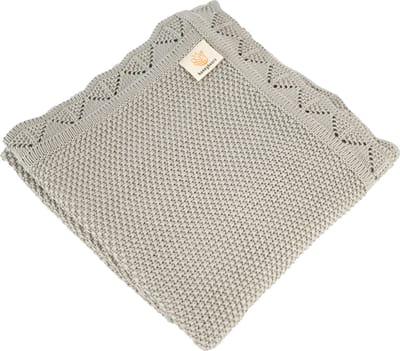 Honeybears ledikant deken - Wiegdeken - Babydeken - Wiegdekentje – 100% organisch katoen – 80 x 100 cm - Jongens/Meisjes - Lichtgrijs