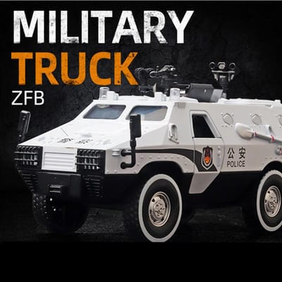1:24 Modèle de Camion Blindé en Alliage Modèles Moulés sous Pression Véhicules Tout-Terrain Modèle Métal Voiture de Police Antidéflagrante Modèle Son Lumière Cadeau pour Enfants white