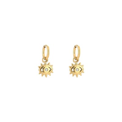 Minimalistische oorbellen oog - Stainless steel - Gouden oorbellen - Oorhangers - Dames oorbellen - Oorbellen oog - Michelle bijoux - 2 x 1 cm - Kerst sieraden - Kerst cadeau - Sinterklaas - Moederdag - Valentijn - Cadeau voor dames