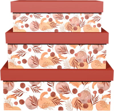 Dekoratief | Set 3 dozen rechthoek 'Earth Blush', 26x18x10cm | A245086