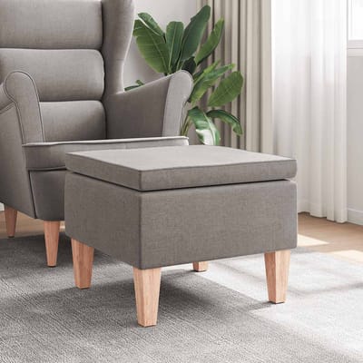 vidaXL Kruk met houten poten stof taupe