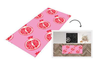 Keukenloper - Loper keuken - Fruit - Sjablonen - Roze - 120x50 cm - Keukenloper vinyl