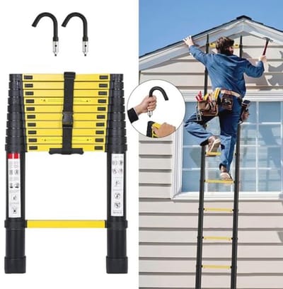 Telescopische ladder 3,2 m - multifunctionele, antislip aluminium ladder met haken - belastbaar tot 150 kg