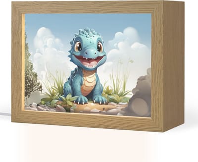 Nachtlampje 20x15 cm - Kinder lampje - Draak - Blauw - Jongens - Kinderen - Tafellamp kinderkamer - Slaapkamer lamp - Bedlamp kinderen - Kinderlampje stopcontact - Wandlamp babykamer - Nachtlampjes