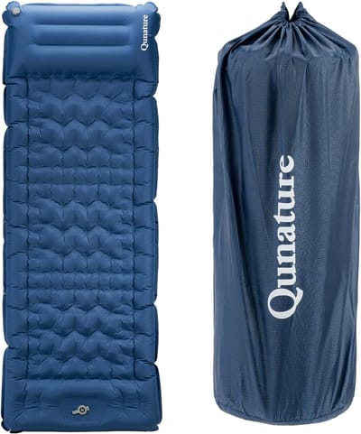 Opblaasbaar Slaapkussen - Campingmat Luchtbed - Buiten Kamperen - Geïntegreerd Kussen Voetpomp - 197 x 71 x 12 cm - Blauw