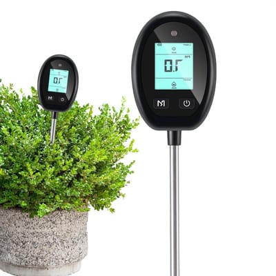 Bodemtester 6-in-1 - Grondmeter pH - Plantenverzorging Optimaliseren - Hoge Nauwkeurigheid Sensoren - 31 cm Lengte - Zwart
