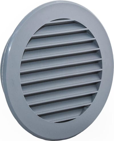 Ventilatierooster Afsluitbaar - Rond Rooster - Ventilatie Garage - Met Insectennet - Ø 125 mm - Grijs