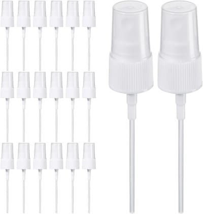 20 Stuks Verstuivers voor Essentiële Olie - Fijne Mist Sprayflessen met Vervangbare Spuitkoppen - 15x2cm, Wit, Perfect voor Aromatherapie en DIY-projecten