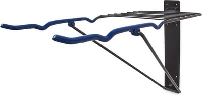 Relaxdays Opvouwbare Fietsophangbeugel – Wandhouder – Tot 50 kg – Inclusief 2 Haken & Accessorierekje