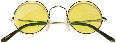Faram Party carnaval zonnebril - Hippie Flower Power Sixties - ronde glazen - geel