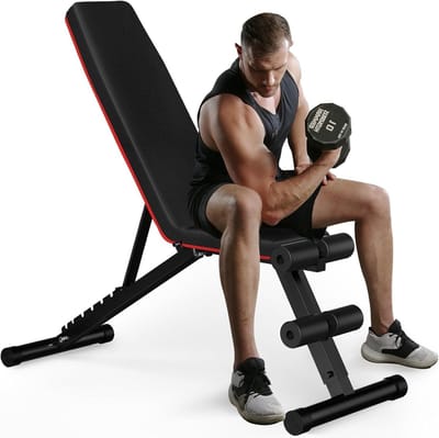 Halterbank Inklapbaar - Trainingsbank Fitness - Full Body Workout - Hoge Gewichtscapaciteit - 80x25x32 cm - Zwart