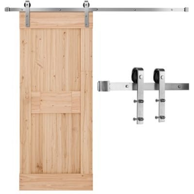 VEVOR Schuifdeursysteem 183 cm rail, schuifdeurbeslag draagvermogen 150 kg, geschikt voor max. 914 mm breedte en 34,92-44,45 mm dikte, rail en J-vormige rol, zilver