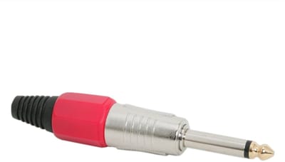 Jack Stekker 6,3 mm Mono Rood – Metalen Audio Plug met Trekontlasting – 6.3 mm Jack Connector - 1 Stuks [05127PI]