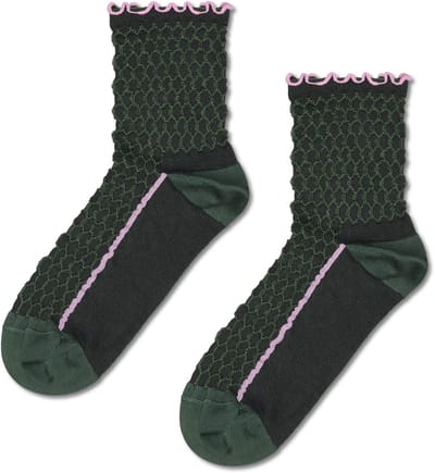 Happy Socks Structure Slinky Mini Crew Sock (1-pack) - hoge unisex enkelsokken - groen - hoge unisex enkelsokken - groen - Unisex - Maat: 36 - 40