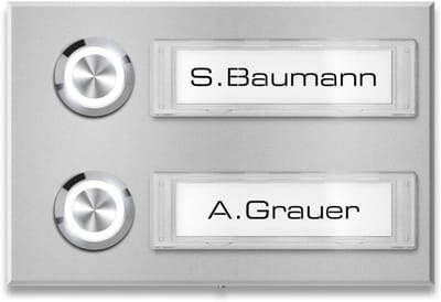 Opbouw-deurbel met meerdere naamborden voor appartementen in grijs aluminium
