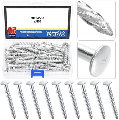 50 Stuks 6.5 x 65mm Draad Twist Spijker Kit, Gegalvaniseerde Cement Spijkers voor Beton en Muurbevestiging