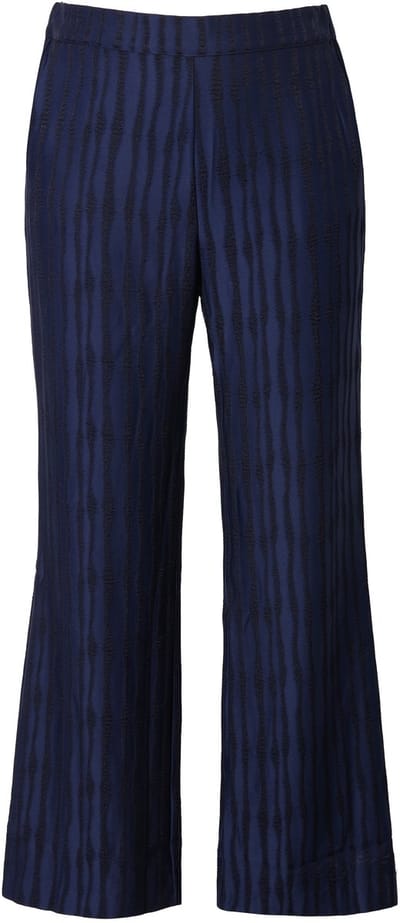 Ulla Popken - Dames - Broek structuur wijde rechte pijpen - Donkermarine - Maat 42