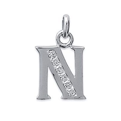 Blinx Jewels Zilveren Hanger Letter N Steentjes