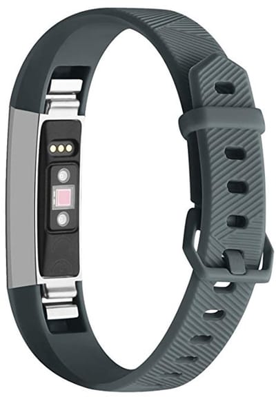 By Qubix - Compatible Fitbit bandje - Geschikt voor Fitbit Alta HR siliconen bandje met gesp - Maat: Large - Donkergrijs Smartwatch bandje
