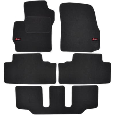Tapis de sol - Logo - Mazda 5 - Velours noir - 5 pièces - Antidérapant - Sur mesure