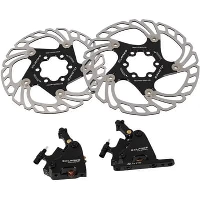 Voor- en achterzijde semi-hydraulische schijfremmen met schijf en adapter Clarks Cycle Systems CHM-05