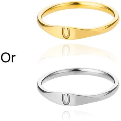 Initialen Ringen Voor Vrouwen Mannen Roestvrij Staal Initialen Ring A M K S Alfabet Naam Esthetische Bruiloft Sieraden Kerstcadeau 8&18K Gold Color beige