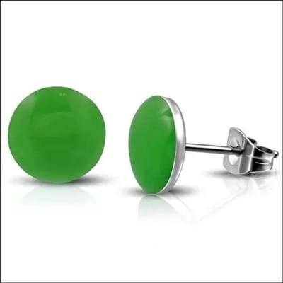 Aramat Jewels | Oorbellen | RVS Ronde Oorbellen Kleurrijk Emaille - Vrolijke Oorstekers | 7mm / Groen | |9mm | Staal | Kinderen, Volwassenen | Verkleurd niet