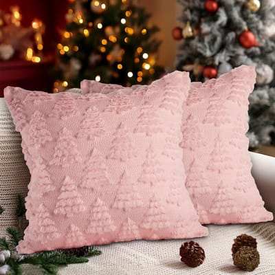 40 x 40 cm Kerst Kussenhoezen - 2 Stuks Decoratieve Kussens voor Bank en Slaapkamer, Zacht en Comfortabel in Roze