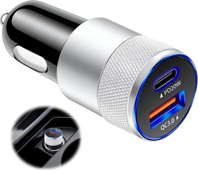 Oplader voor sigarettenaansteker, 38 W, 12 V, auto, USB C, snellader, mobiele telefoon, PD3.0, converter met USB-poorten voor Samsung S25 Ultra, iPhone 16 Pro 16e, auto-accessoires