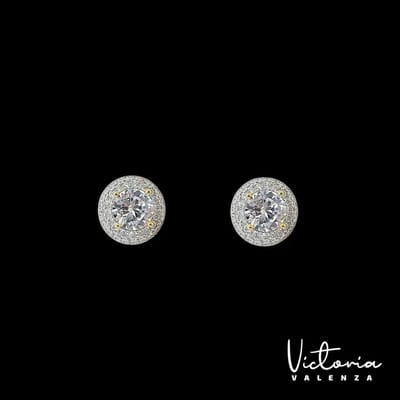Victoria Valenza 925 Sterling Vergulde Entourage Oorbellen met Zirkonia Stenen - Oorknoppen - 925 sterling zilver - Goudkleurig - Zirkonia