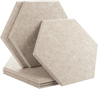 Akoestische Panelen - Geluidsisolatie Platen - Muziekstudio Verbetering - Zeshoekig Design - 30x26 cm - Camelbruin
