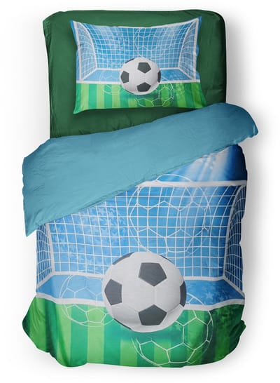 Eleganzzz Kinder Dekbedovertrek Goal - Voetbal Dekbedovertrek - Green - 140x200/220cm - Dekbedovertrek Kinderen - Micropercal - Eenpersoons