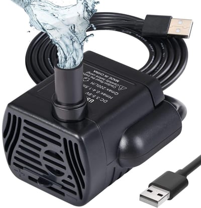 EXCITAT Dompelpomp - Aquariumpomp - 3W USB-pomp - voor vijvers, aquaria en fonteinen - Zwart