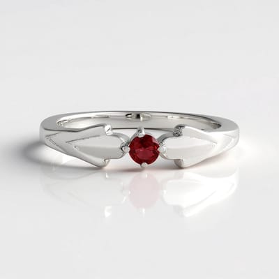 Cavill - Zilveren Ring - 925 Sterling Zilver Geplatineerd - 0,123 ct Tanzania Robijn Ronde Briljant - Modern en Elegant Sieraad