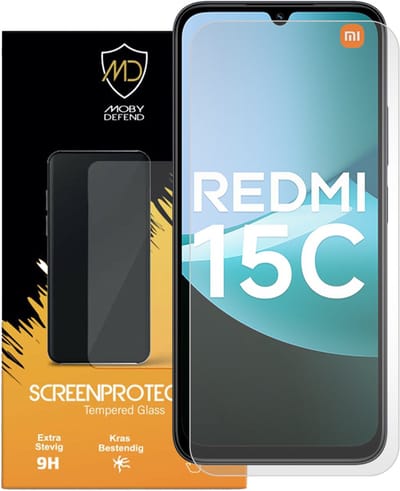 MobyDefend Screenprotector - Geschikt voor Xiaomi Redmi 15C 5G - Case-Friendly Screensaver - Gehard Glas