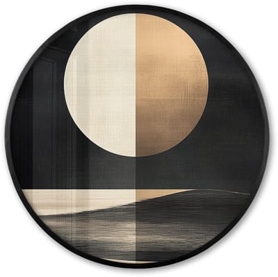 Poster in lijst Rond - Fotolijst 60x60 cm - Posters - Maan - Cirkel - Goud - Ronde posterlijst zwart - Decoratie - Wanddecoratie woonkamer - Muurdecoratie slaapkamer