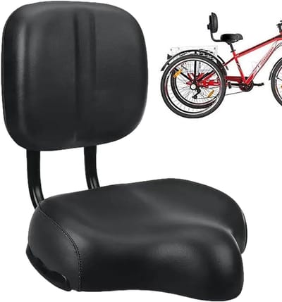 Fietszadel met rugleuning - Comfortzadel Oversized - Comfortabel Fietsen - Verstelbare Rugsteun - Universeel - Zwart